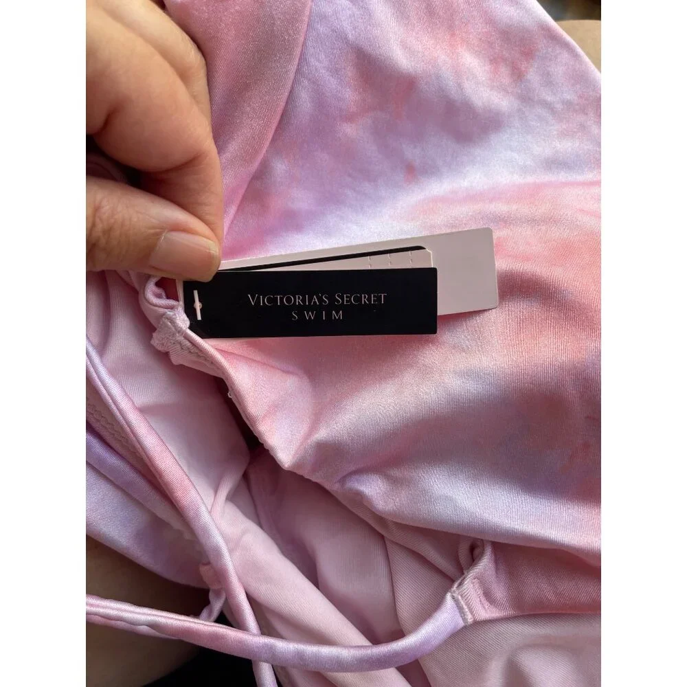 Victoria's Secret Swim VS Scoop One-Piece Swimsuit tie dye pink size XL New - Picture 6 of 10